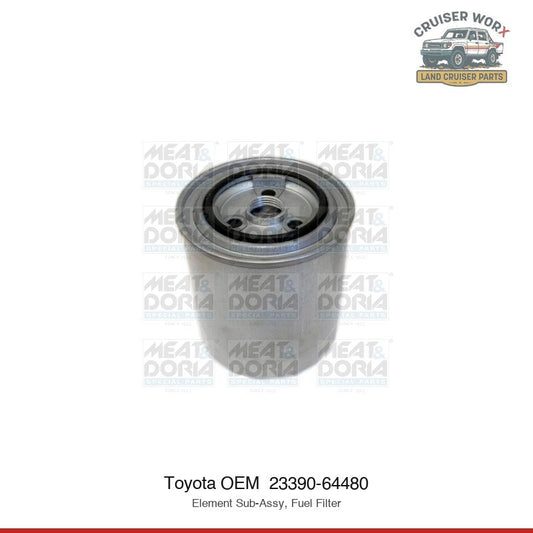 Land Cruiser Fuel Filter Element for Hilux Surf — Part #23390-64480 — fits Genuine Toyota, Denso, Sakura, Fram