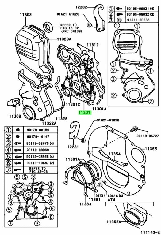 engine timing case oil pump cover 2L diesel engine
