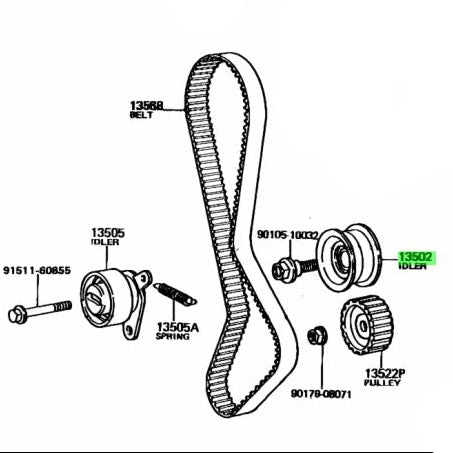 Timing Belt Idler No.2, 18R, 2L, 2LT, 2LTE, 2L-THE, Land Cruiser 70, Hilux, 4Runner (1984–1990)