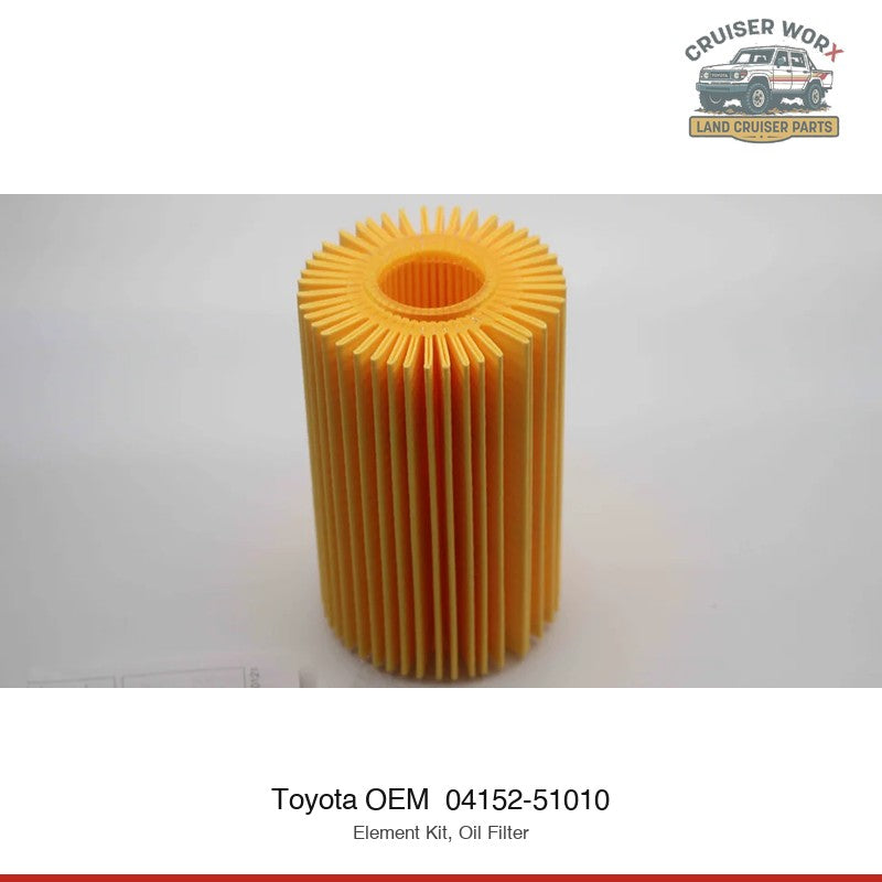 Oil Filter Element Kit, Land Cruiser 1VD-FTV for Toyota — Part #04152-51010 — fits Genuine Toyota, DENSO, Cruiser Worx