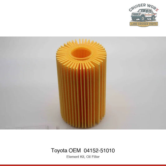 Oil Filter Element Kit, Land Cruiser 1VD-FTV for Toyota — Part #04152-51010 — fits Genuine Toyota, DENSO, Cruiser Worx