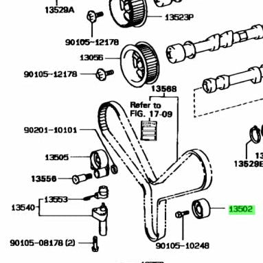 Toyota Timing Belt Idler No.2 (13503-50011) for Land Cruiser 100 Series UZJ100, Tundra, Sequoia, LX470 — 1UZ-FE / 2UZ-FE / 3UZ-FE V8 Engine (1998–2007)