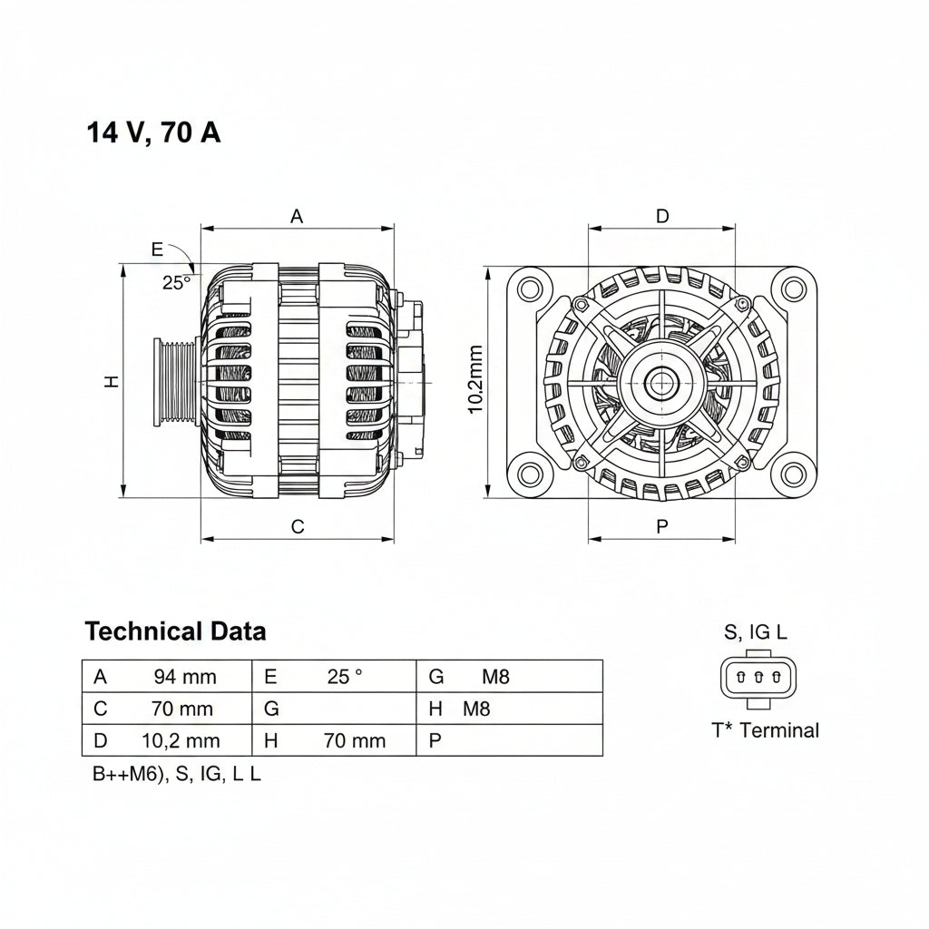 Land Cruiser Prado, Hilux Surf Alternator for Toyota Surf — Part #27060-67070 — fits Genuine Toyota, Denso, Bosch, AS-PL