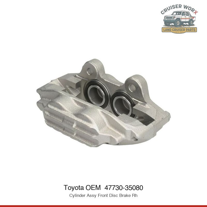 Front Disc Brake Caliper RH for Land Cruiser 70, Hilux, Prado, 4Runner (1984–2004) — Part #47730-35080 — fits Genuine Toyota, Cruiser Worx