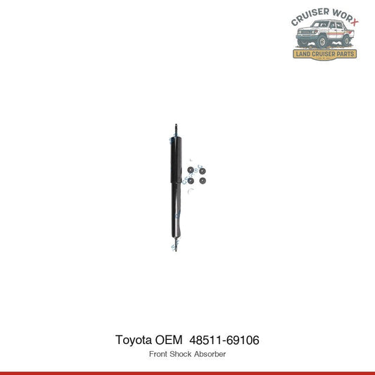 Land Cruiser 70 Series Shock Front Absorber for LJ70, LJ71 (1984–1990) — Part #48511-69106 — fits Genuine Toyota, Moog, TRW, Japanparts