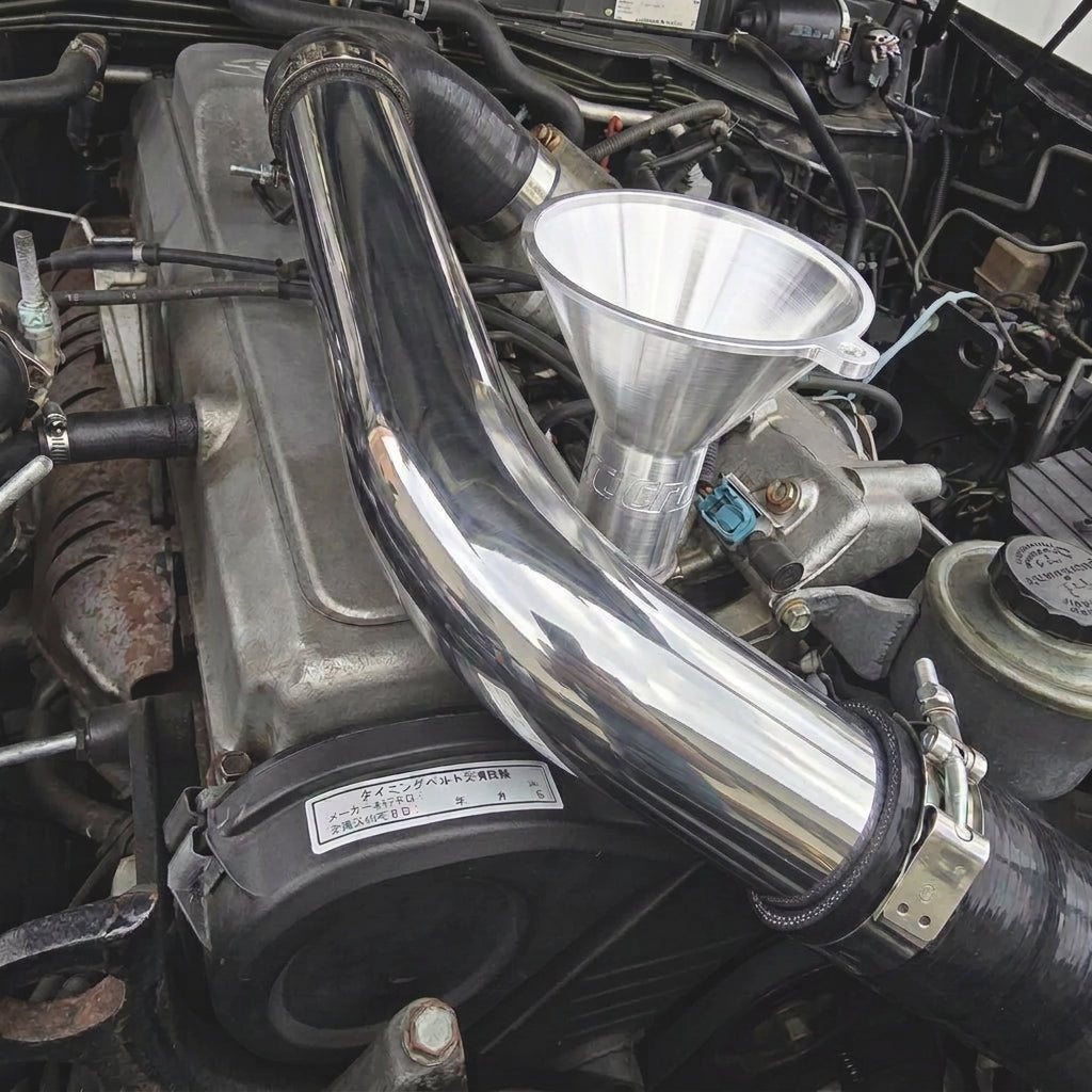 Cruiser Work spill free funnel. Made in Canada. Fits Tacoma, Surf, Hilux, Tundra, 4Runner, Land Cruiser and more. 