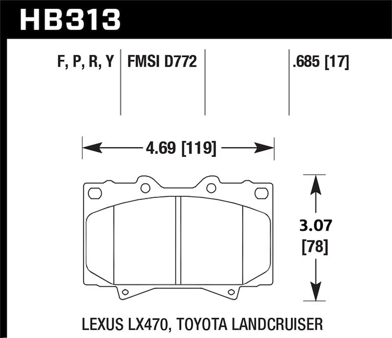 Hawk SuperDuty Front Brake Pads - Lexus LX470 (additional view)