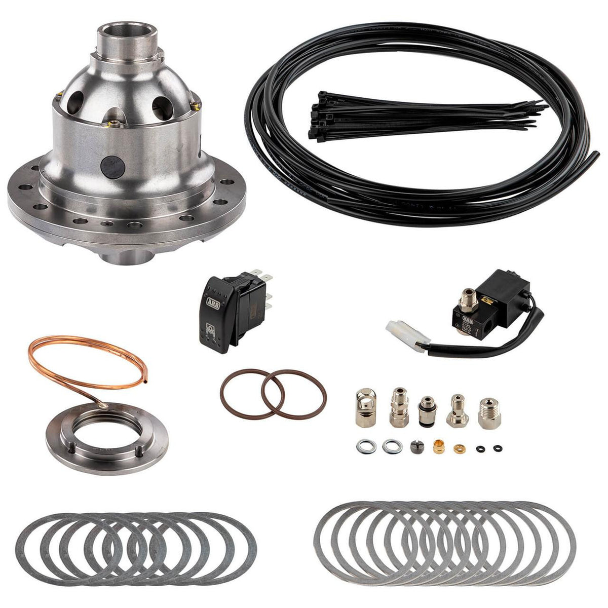 Ring gear: Toyota 9.5" (12-bolt, shimmed)
Spline: 30
Shaft diameter: 1.37"
Ratio range: All ratios
Material: Forged steel
Actuation: Pneumatic (air)