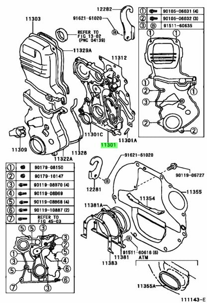 engine timing case oil pump cover 2L diesel engine