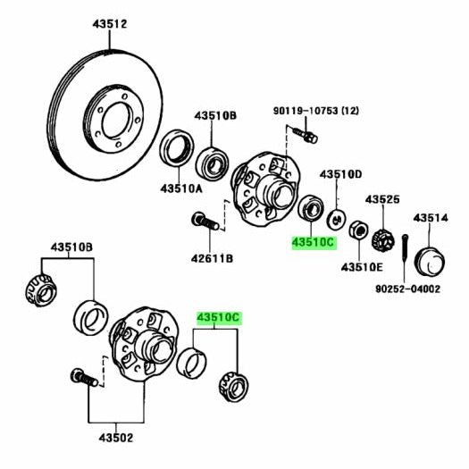 Land Cruiser, Prado, Hilux Outer Wheel Bearing — 12H-T / 13B-T / 1FZ-FE / 1GD-FTV + 1975–2024 (90368-45087)